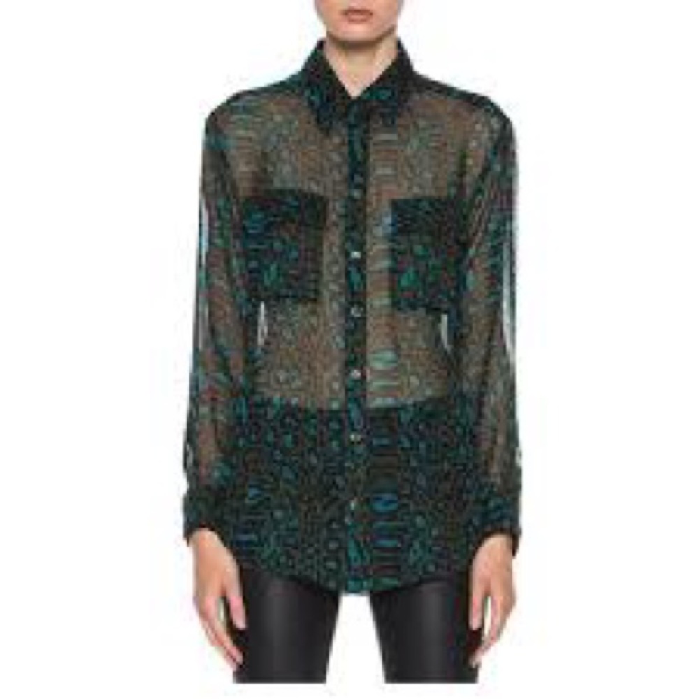 Equipment 100% Silk Leopard Print Blouse